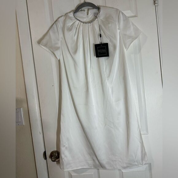 IEENA FOR MAC DUGGAL RHINESTONE EMBELLISHED NECKLINE SHIFT DRESS SZ 8 Event - Picture 2 of 8